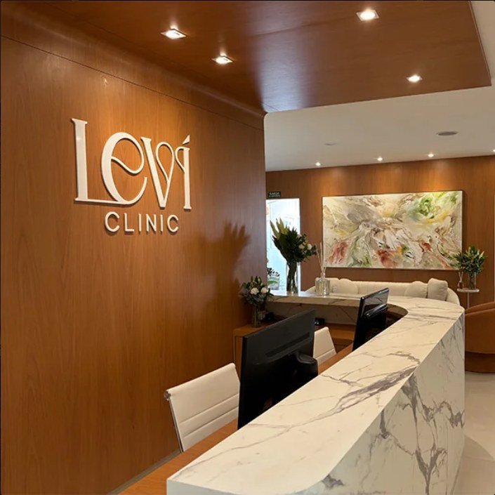 Recepção com a marca Leví Clinic